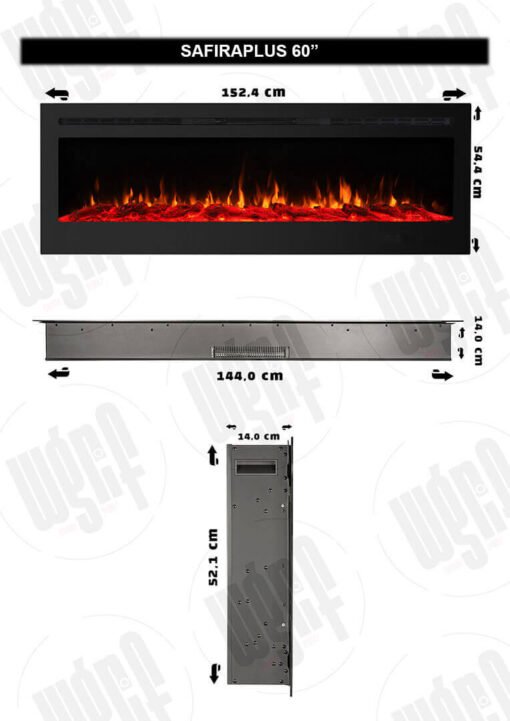 Lareira Elétrica Wgrif De Embutir Safira Plus 60" 220V - 1800W - Imagem 9