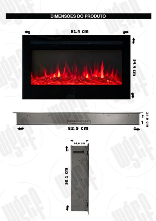 Lareira Elétrica Wgrif De Embutir Rubi 36" 220V - Imagem 4