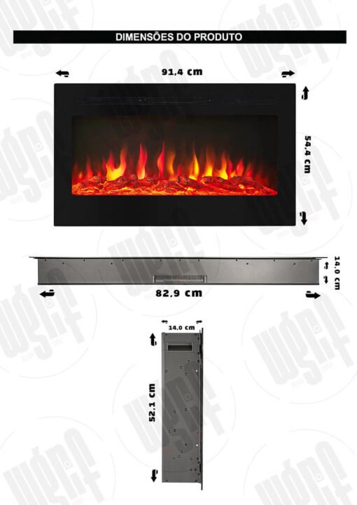 Lareira Elétrica Wgrif De Embutir Rubi 36" 127V - Imagem 5