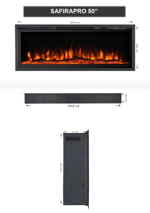 Lareira Elétrica Wgrif De Embutir Safira Pro 50" 127V - Imagem 6