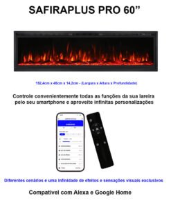 Lareira Elétrica Wgrif De Embutir SafiraPlus Pro 60" 220V