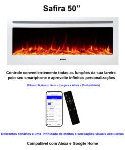 Lareira Elétrica Wgrif De Embutir Safira 50" Branca 220V - 1800W
