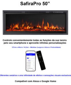 Lareira Elétrica Wgrif De Embutir Safira Pro 50" 127V
