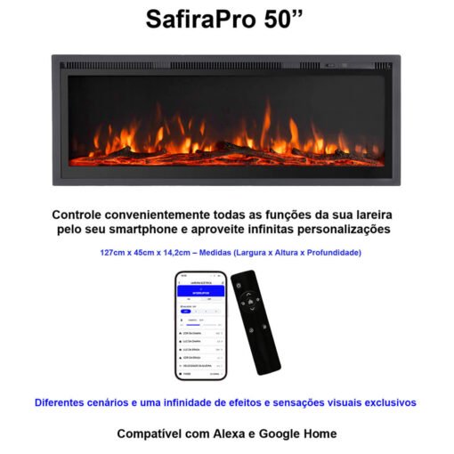 Lareira Elétrica Wgrif De Embutir Safira Pro 50" 127V
