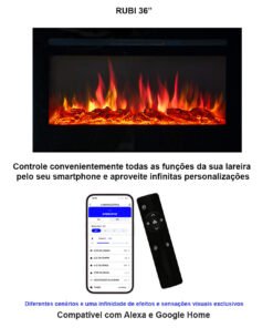 Lareira Elétrica Wgrif De Embutir Rubi 36" 220V