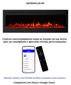 Lareira Elétrica Wgrif  De Embutir Safira Plus 60" 127V