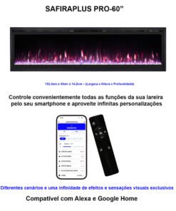 Lareira Elétrica Wgrif De Embutir SafiraPlus Pro 60" 127V