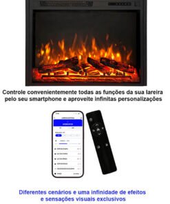 Lareira Elétrica Wgrif  De Embutir Granada 28" 220V 1800 Watts Modelo Tradicional